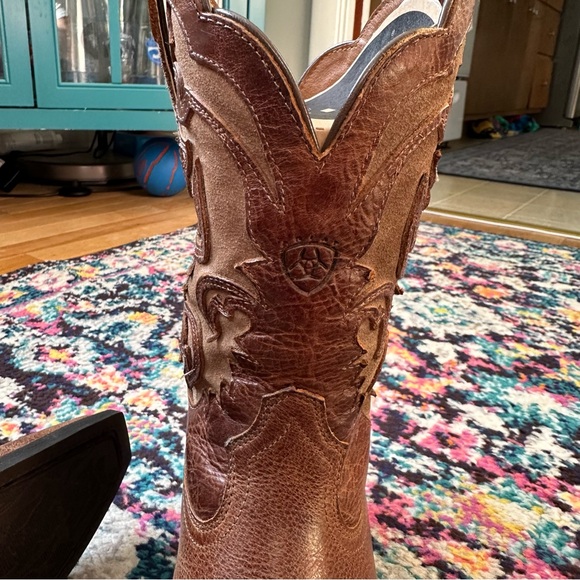 Ariat Shada Leather Cowgirl Boot Womens 7.5 Brown Cutout Details Western - Picture 3 of 13
